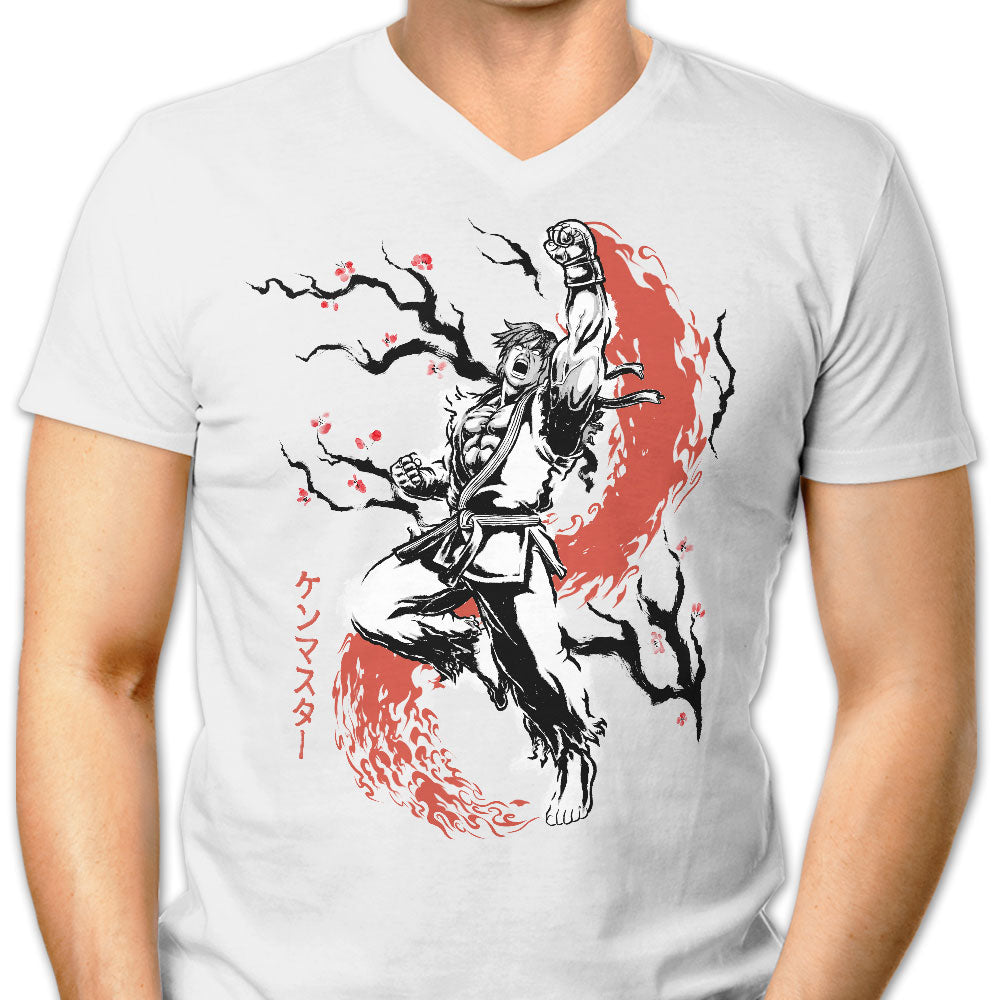 Scarlet Flame Sumi-e - Men's V-Neck product image 1