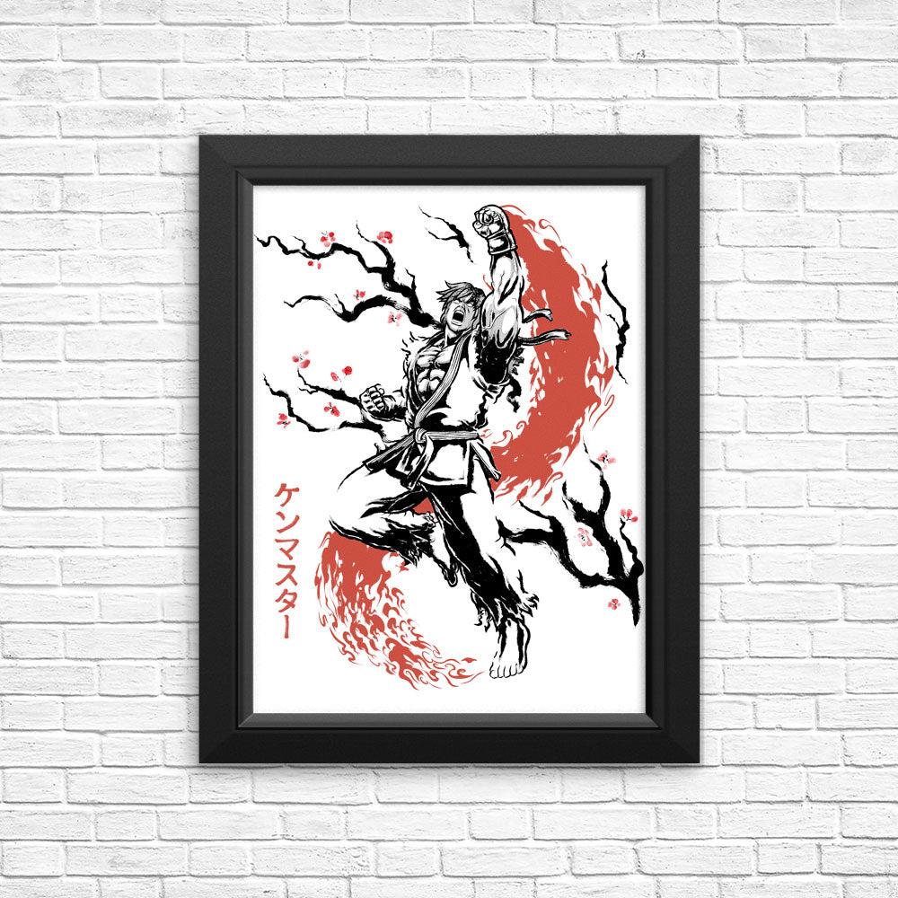 Scarlet Flame Sumi-e - Posters & Prints