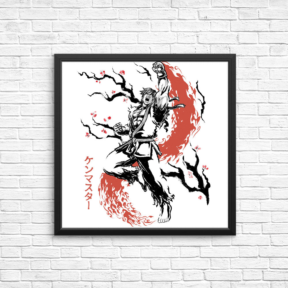 Scarlet Flame Sumi-e - Posters & Prints