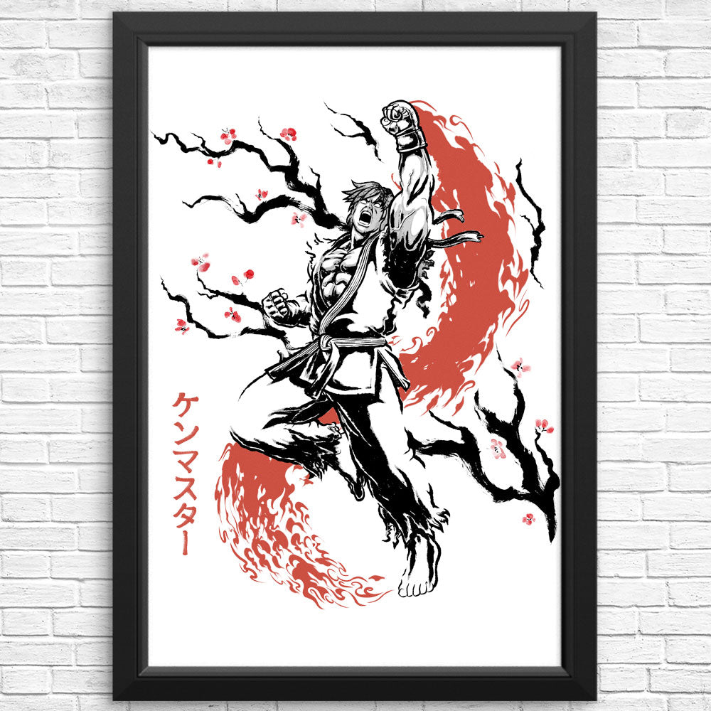 Scarlet Flame Sumi-e - Posters & Prints