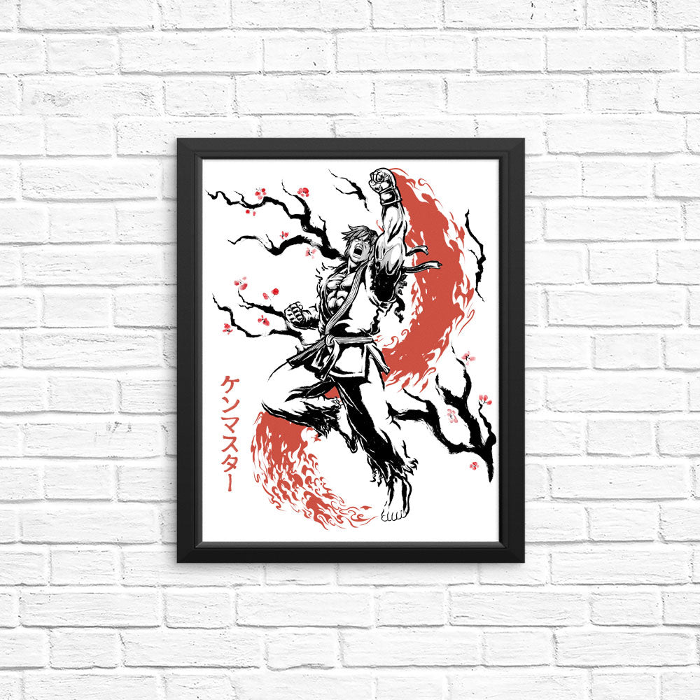 Scarlet Flame Sumi-e - Posters & Prints