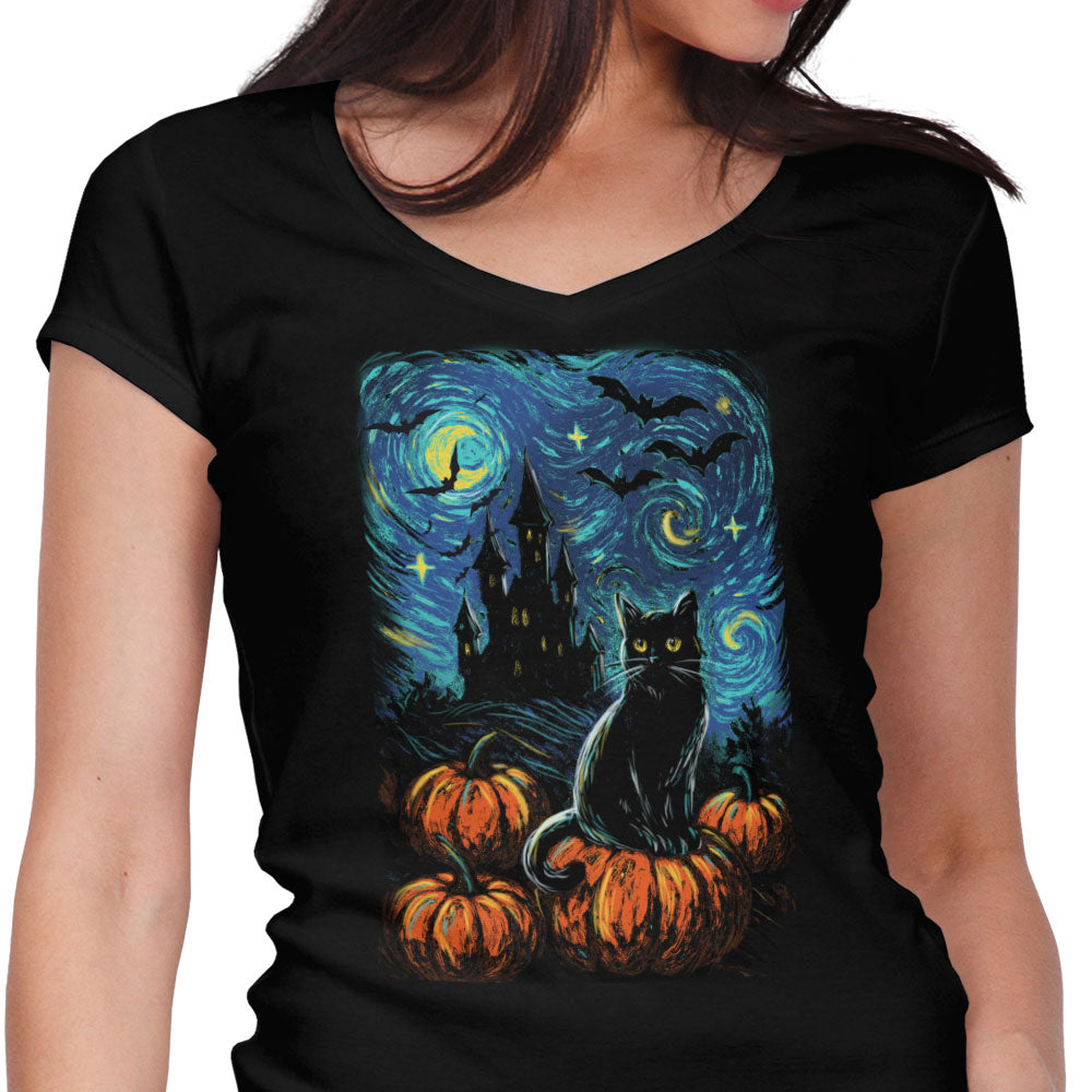 Starry Black Cat - Women's V-Neck product image 1
