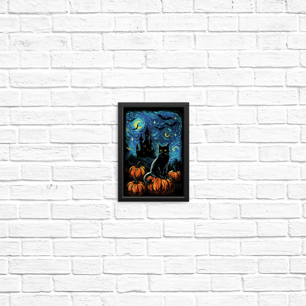 Starry Black Cat - Posters & Prints