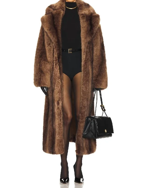 Faux Fur Holland Coat In Cinnamon