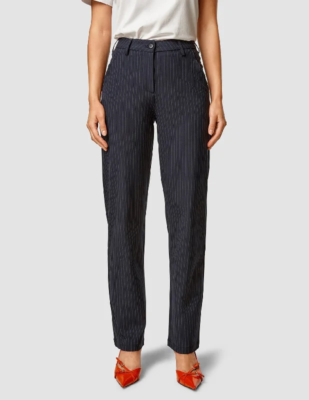 Essential Pants Straight Navy Pinstripe